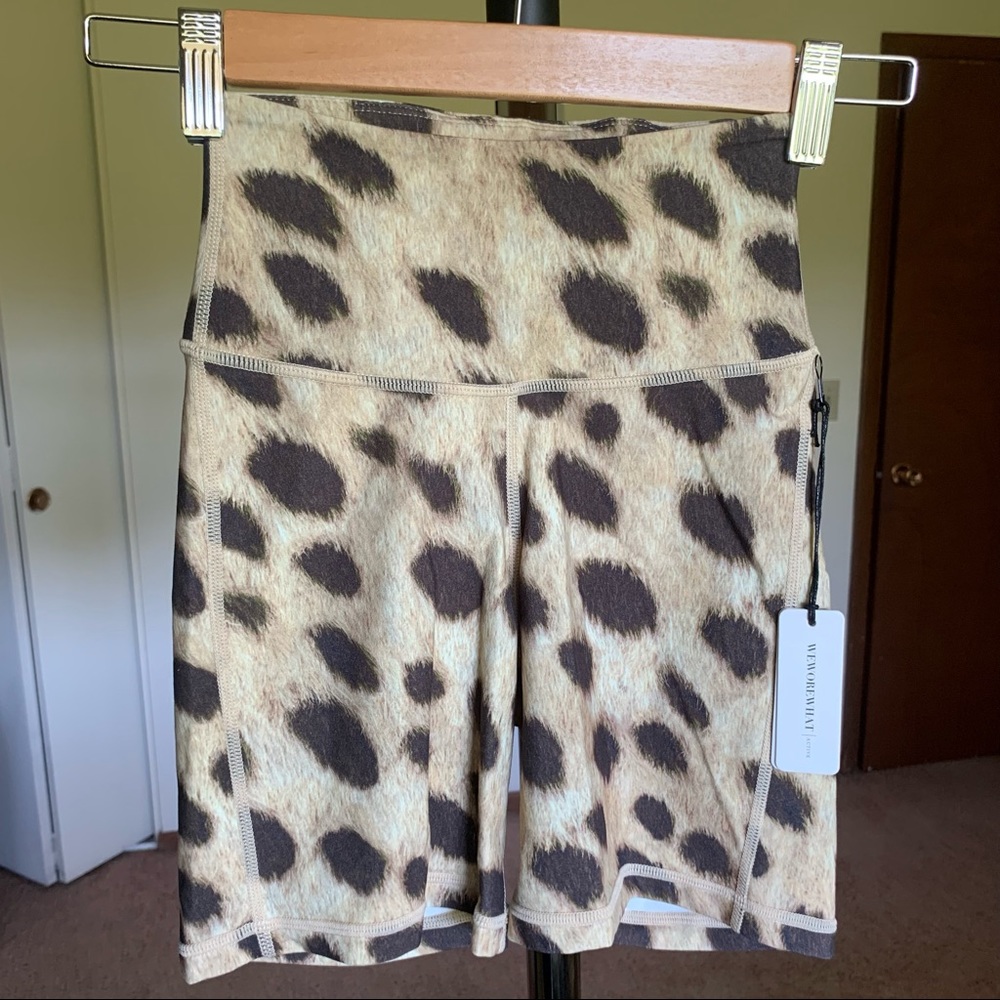 We Wore What Leopard Cheetah Print Spandex Bike Shorts XS